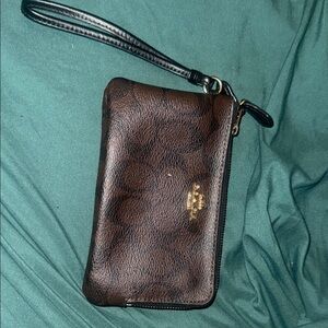 Coach Signature Brown Wristlet